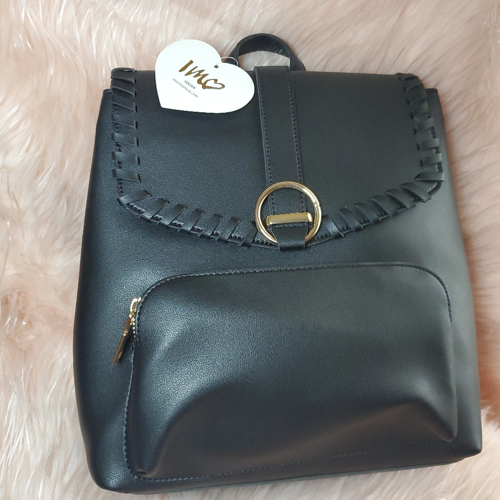 Imoshion Women's Black leather Backpack